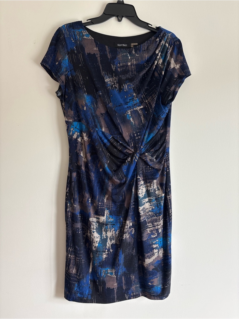 Ellen Tracy Navy & Blue Twist-Knot Sheath Dress